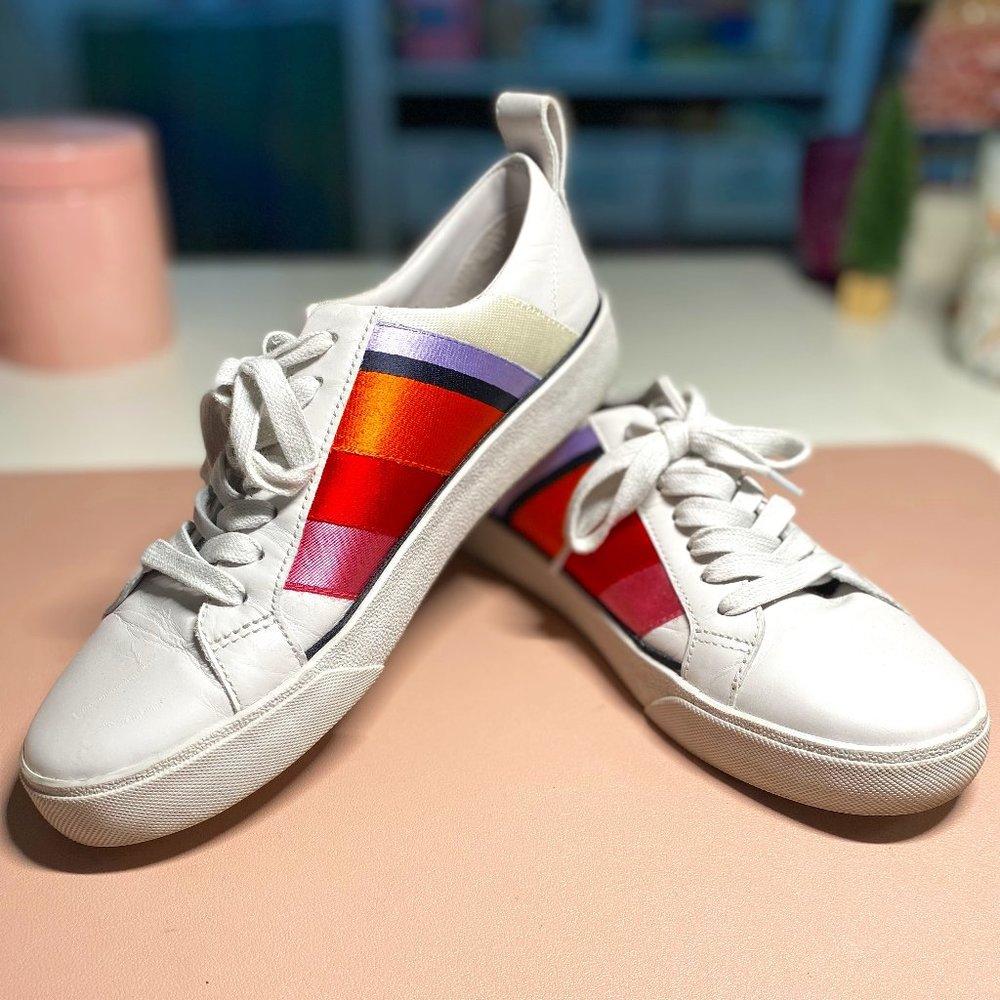 Diane Von Furstenberg Leather Multi Color Lace Up Sneakers